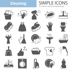 Cleaning simple icons set for web and mobile design