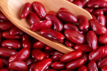 Red kidney beans in wooden