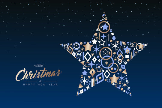 Christmas and New Year star made of copper icons