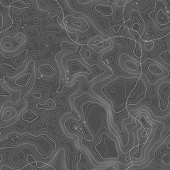 Seamless pattern. Topographic map background with space for copy Seamless texture. Line topography map contour background , geographic grid . Mountain hiking trail over terrain .