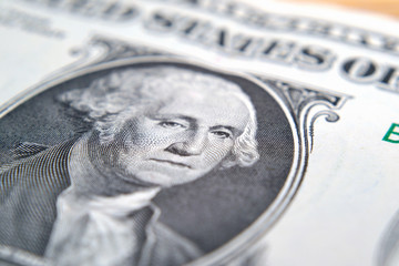 Fragment of the front side of one dollar bill