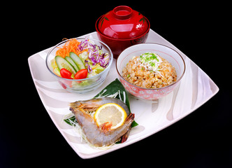Japanese teppanyaki rice set.