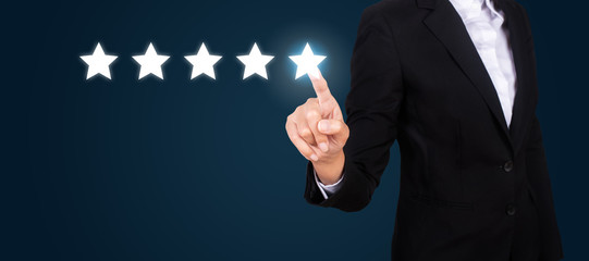 business pointing five star to increase the rating