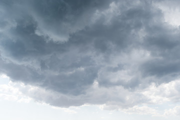 Stormy gray clouds in summer sky