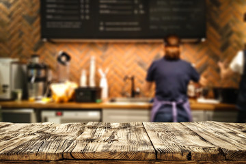 Obraz premium Table background of free space and bar. 