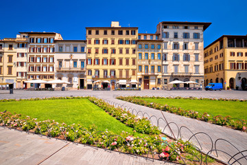 Fototapeta na wymiar Colorful Piazza Santa Maria Novella square in Florence architecture view, Tuscany region of Italy
