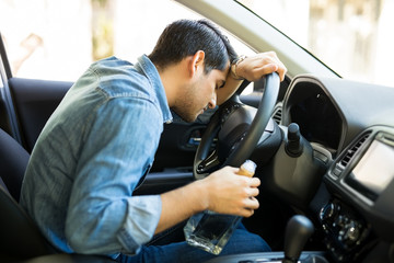Drunk driver sleeps in car