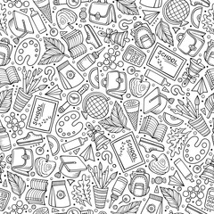 Cartoon hand-drawn Back to School seamless pattern