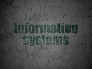 Information concept: Green Information Systems on grunge textured concrete wall background