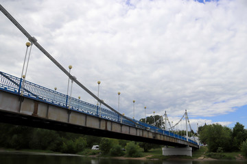Fototapeta na wymiar Cable-stayed bridge over the Kotorosl river in Yaroslavl