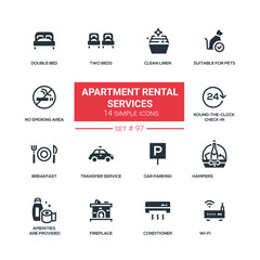 Apartment rental service - flat design style icons set