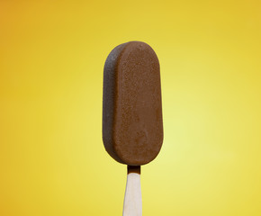 melting melted chocolate ice cream in summer hot weather