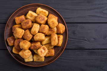 Homemade fried potatoes gnocchi