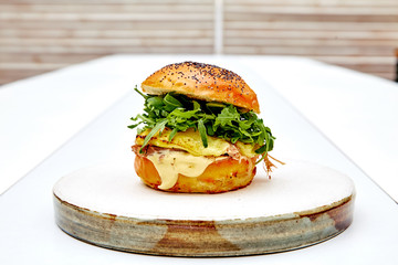 vegetarian burger on white background