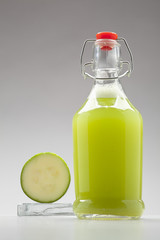 bottle of fresh green vegetable  juice