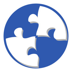 puzzle pieces in a circle web icon button