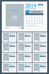 Calendar template design 2019