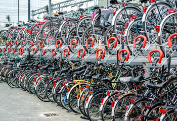 Bicycle parking in Eindhoven Central Station. Netherlands