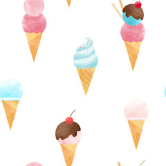 Watercolor ice cream pattern
