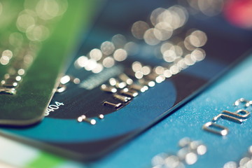 Finance concept,Credit card or Debit card for background with Selective focus.