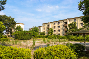 Fototapeta na wymiar A fixed apartment complex for demolition / Matsubara apartment complex in Soka city, Saitama, Japan