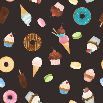 Watercolor sweets pattern