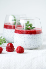 Chiasamen Frühstück Himbeeren