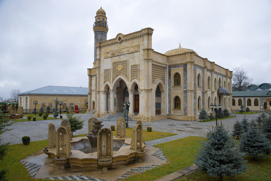 City mosque, cloudy January day, Gabala. Azerbaijan