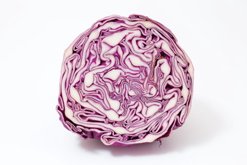 Fototapeta premium Vegetable of purple cabbage on white background.