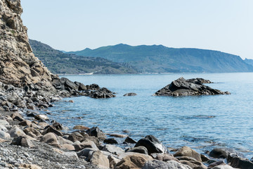 Fototapeta na wymiar landscape, rocks, background, beach, stones
