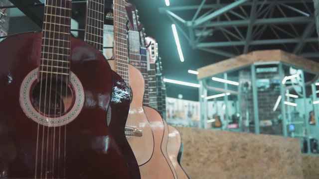 Guitars on a music store.