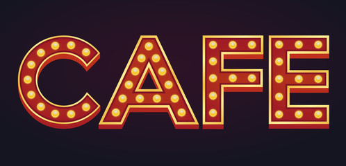 CAFE banner alphabet sign marquee light bulb vintage
