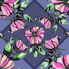 Awesome jasmine flowers. Hand drawn ink illustration. Wallpaper or fabric design.