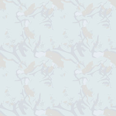 Military camouflage seamless pattern in light blue, beige and different shades of grey color