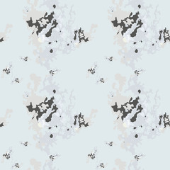 Military camouflage seamless pattern in light blue, yellow, beige and different shades of grey color