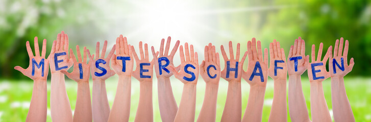 Hands With Meisterschaften Means Championship, Sunny Grass Meadow