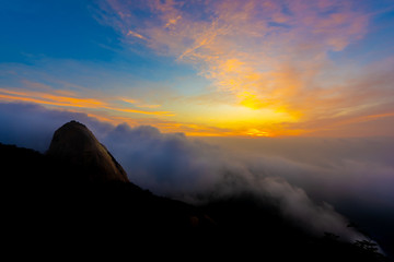 Fog and sunrise at Bukhansan national park  Seoul,Korea.