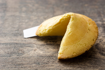 Fortune cookie on wooden table