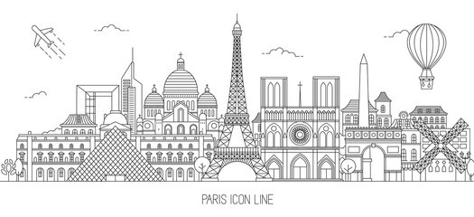 Paris skyline vector illustration - obrazy, fototapety, plakaty