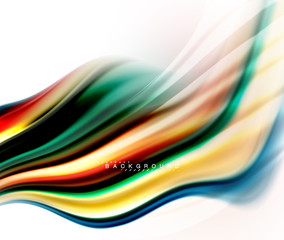 Fluid liquid mixing colors concept on light grey background, wave and swirl curve flow line, trendy abstract layout template for business presentation, app wallpaper banner, poster or wallpaper