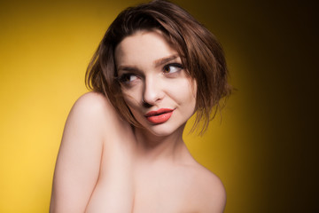 Fototapeta premium emotional white beautiful girl
