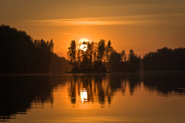Obraz premium sunset russia forest