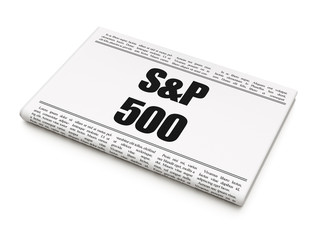 Stock market indexes concept: newspaper headline S&P 500 on White background, 3D rendering