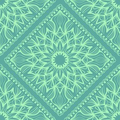 pattern with floral mandala, decorative border. seamless design for print fabric. Ornamental Vector Background.