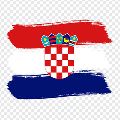 Flag of Republic Croatia, brush stroke background. Flag of Republic Croatia on transparent background. Stock vector. Vector illustration EPS10.