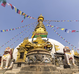 Buddhist stupa and vajra in Swayambunath temple