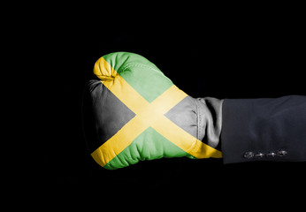 Male hand in Boxing glove with Jamaica flag