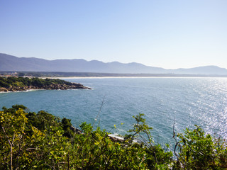 Fototapeta na wymiar A view of the Atlantic ocean from Morro da Galheta - Florianopolis, Brazil