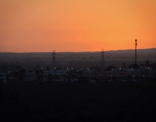Sunset across a city 