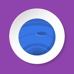 Planet Neptune icon in flat style on round button